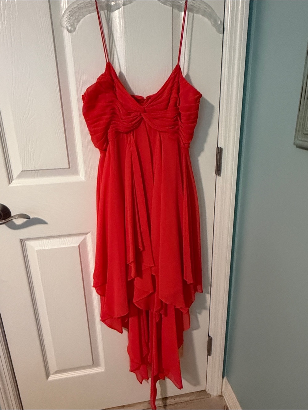 Orange Spaghetti Strap High-Low Dress